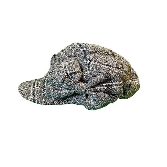 David & Young Newsboy Cap With Bow Accent Cotton/Polyester Blend - Picture 1 of 6